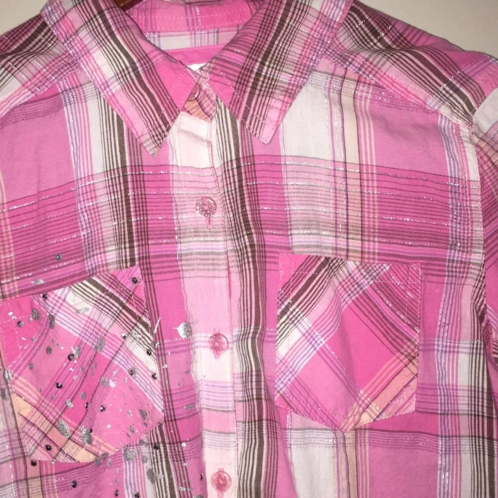 Justice Girl Plaid Shirt/Blouse Size 14
